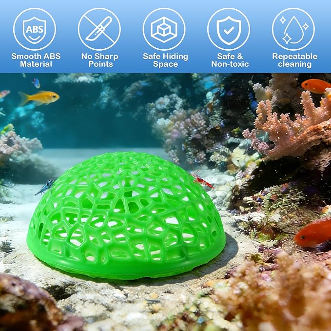 2 Pack Aquarium Shrimp Hide Cave, Porous Shrimp Hideout Shelter for Breeding & Molting, Detachable Tunnel Ornament for Fish Tank, Shrimp & Small Fish (Green)