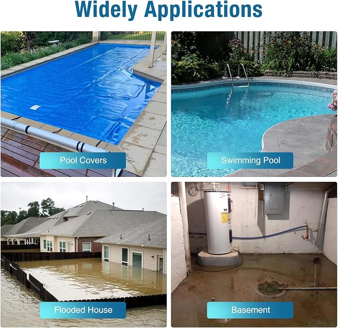 CrestWave 1HP Automatic Pool Cover Pump & Submerible Sump Pump | 4500GPH, Unique External Sensor Switch - Clog-Free, Stays Responsive, Auto 2-in-1 Pump, w/3/4” Check Valve Adapter