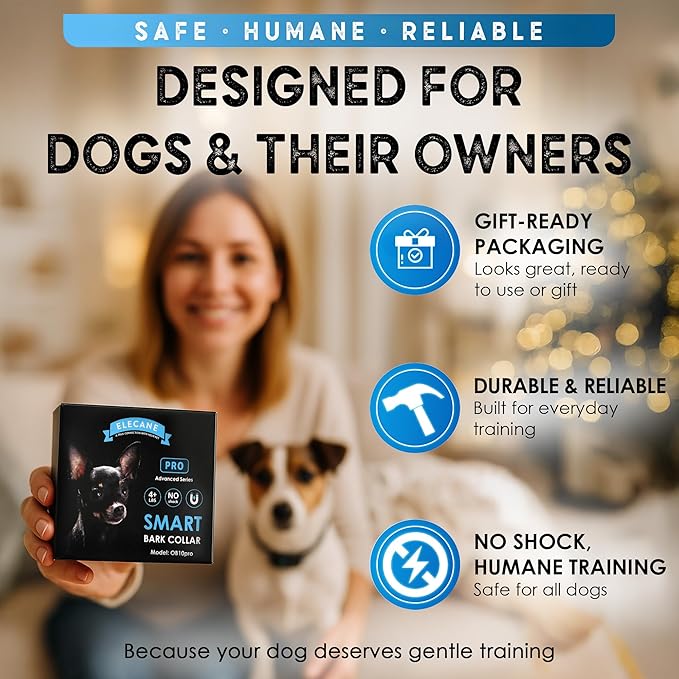 2 Pack Bark Collar for Small Dogs 8-40 lbs - 3 Modes & 5 Sensitivity Levels - Waterproof, Rechargeable, Magnetic Charging - Humane, Effective Training (Black)