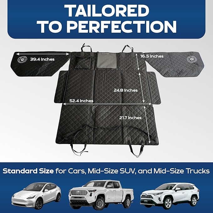 Ruff Liners Standard Back Seat Extender for Dogs, Black – As Seen on Shark Tank – Hard Bottom Platform for Cars, SUVs & Mid-Size Trucks – 400lb Support, Waterproof – Rigid Back Seat Cover for Dogs
