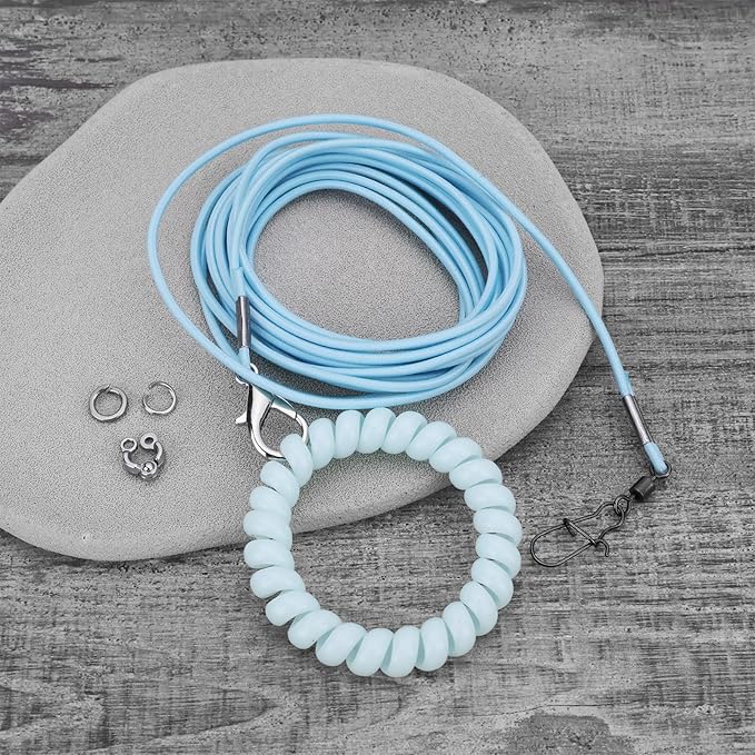 Bird Harness Flying Training Rope 3M for Parrots Pigeons and Budgerigars with 4# Ring (Blue)