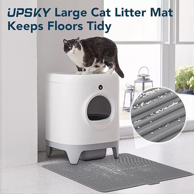 UPSKY Cat Litter Mat, Large Kitty Litter Trapping Mat Soft on Kitty Paws, Litter Box Mat Keep Floor Clean, 31" x 24" Waterproof and Washable Trapping Mats Catcher Pad for Scatter Control