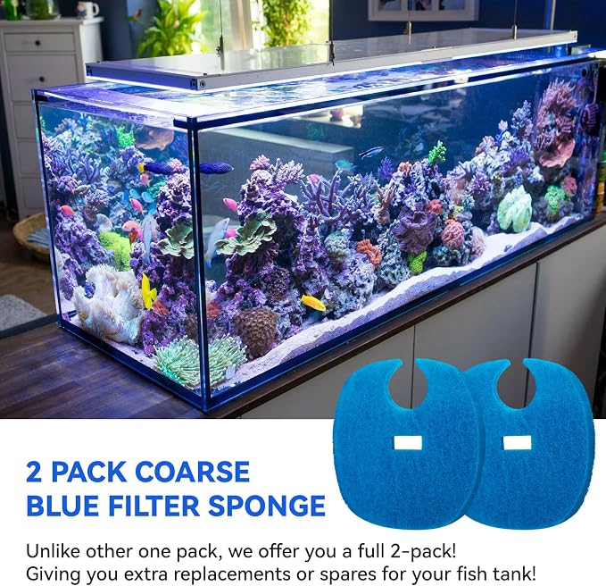 2 Pcs Coarse Sponge Filter Media Fits for Forza FZ9 Canister Filter | Replacement for AquaTop Coarse Blue Filter Sponge Pad, Traps Large Waste For Cleaner Water, For Fresh & Saltwater Fish Tank