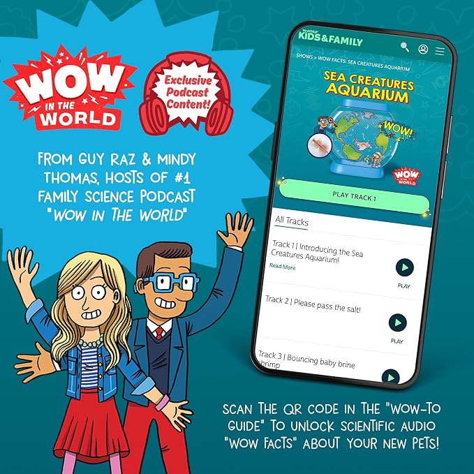 Wow in the World SEA Creatures Aquarium | Hatch & Raise Real Brine Shrimp (Easy Care), Customizable Tank, Companion Audio Content, Bonus Reusable Science Tool, STEM Toy for Kids 6+ by Thames & Kosmos