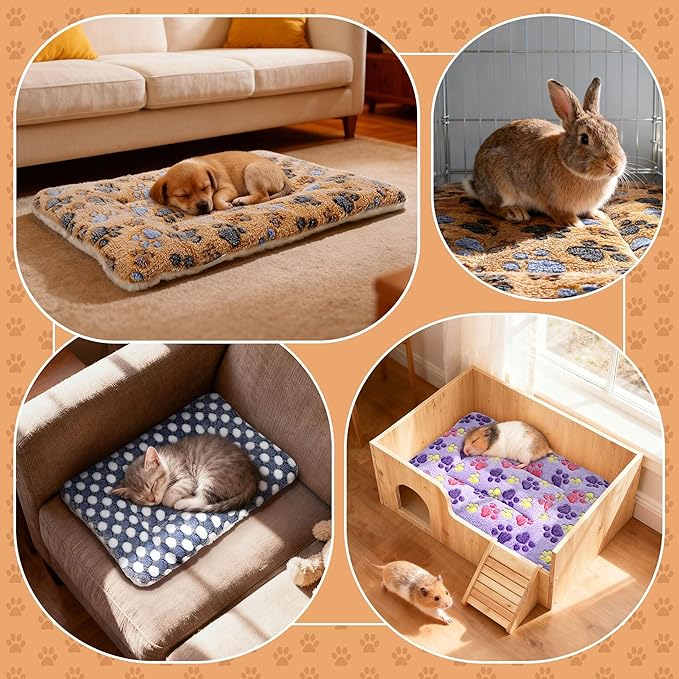 3 Pcs Guinea Pig Beds Soft Bunny Mats Washable Rabbit Bed Guinea Pig Plush Cage Liners Warm Small Animal Bed Mattres Fleece Sleeping Pad for Indoor Hamster Rat Squirrel Hedgehog Chinchilla Ferret