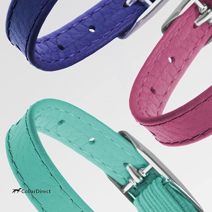 CollarDirect Leather Cat Collar with Removable Bell – Safety Elastic Strap (Breakaway Alternative) – Kitten Collar for Small & Big Boy & Girl Cats