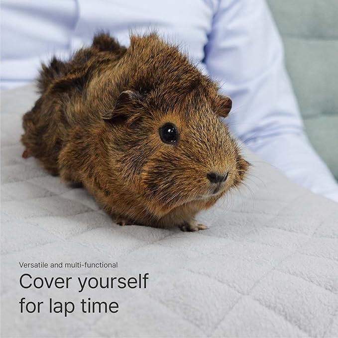 GuineaDad Original Reusable Cage Liner – Gray Fleece Bedding with Burrowing Pocket – Extra Absorbent Core & Waterproof Bottom – Fits C&C 2x3 Guinea Pig Cages – Small Animal Supplies
