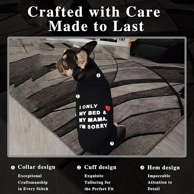 Stylish Cotton Dog Shirt with Print, Soft & Breathable, All-Season Comfort, Fits Most Breeds - Perfect Pet Apparel for Small, Medium, Large Dogs.Black&XL