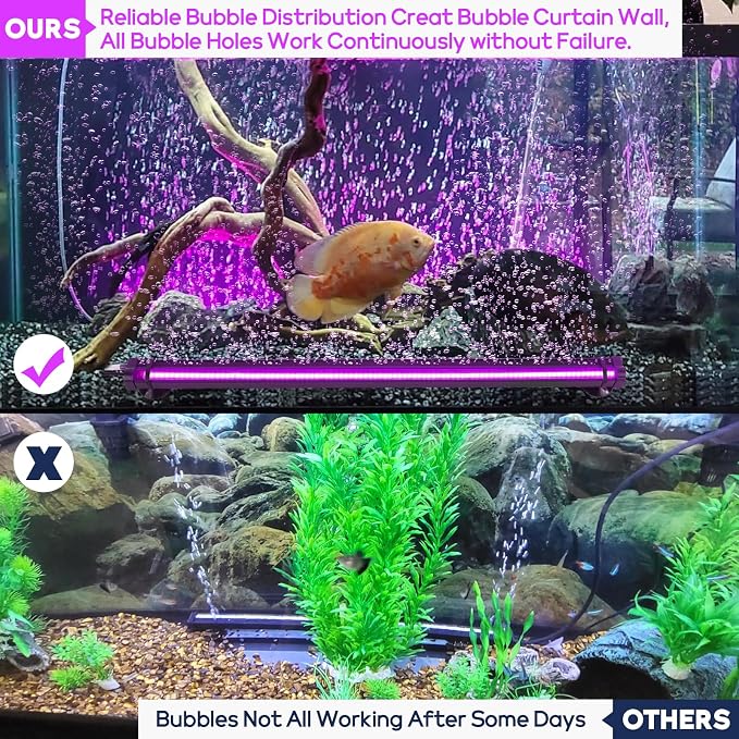 Submersible Bubble Aquarium Light:Multicolor RGB Fish Tank Light with Remote & Adjustable Brightness for Pet Plants Grow - Waterproof Submersible Led Lights for 5-10In Saltwater Tanks
