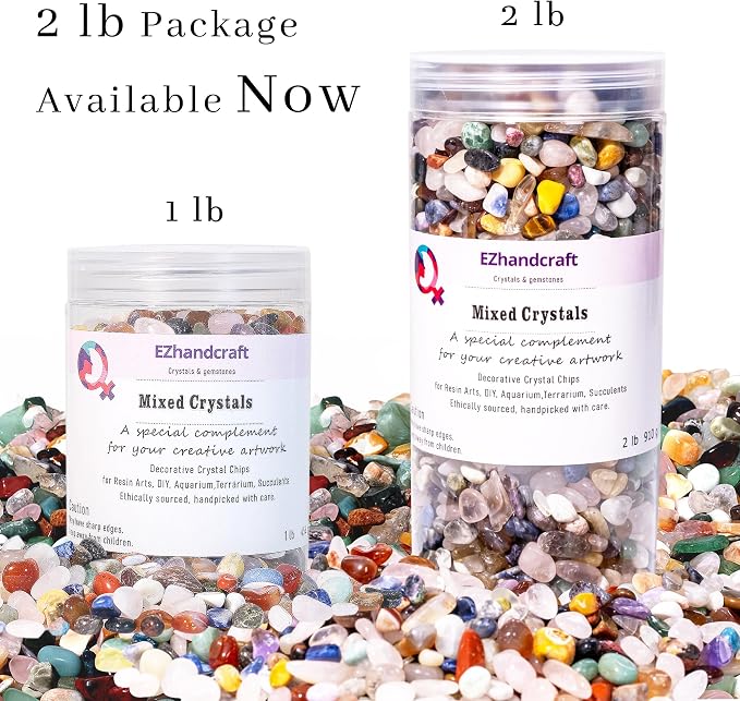 Mixed Crystal Chips Bulk 2lbs, Assorted Natural Gemstone Chips, 2400+ Pieces