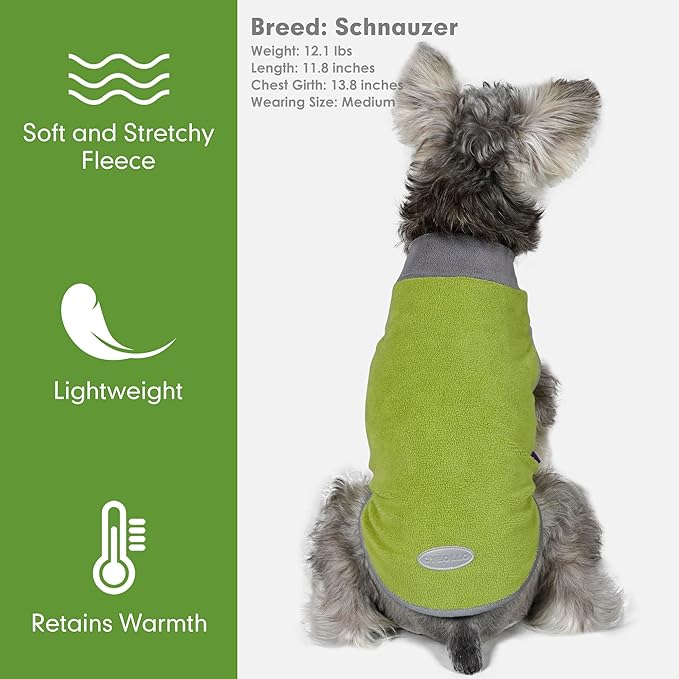 cyeollo 2 Pack Dog Sweater Fleece Vest Dog Sweatshirt Reflective Lightweight Pet Clothes for Small Dogs Boy Girl Pet Apparel, Grass Green & Grey XL