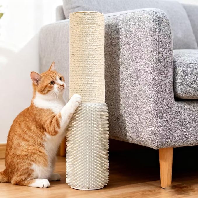 4 Pcs M8 Cat Scratching Post Replacement with Screws, 15.7×3.9-Inch Upgraded Natural Sisal and Soft-Spiked Cat Tree Replacement Parts, for Cat Tower Furniture