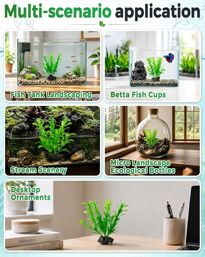 3pcs Artificial Aquarium Plastic Plants Betta Fish Tank Foreground Decor | Aquarium Silk Plants for Betta Fish Tank Plastic Aquatic Water Grass Foreground Decor Fish Tank Decorations