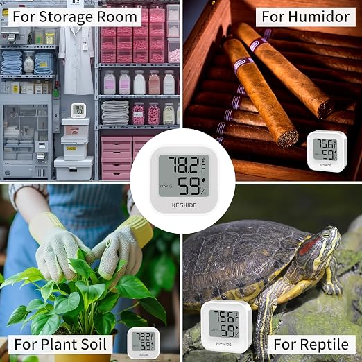 Digital Hygrometer Thermometer for Room Temperature Humidity Meter Indoor Thermometer Accuracy Calibration LCD Temperature Sensor, Bedroom, Baby Room, Office, Greenhouse, Cellar