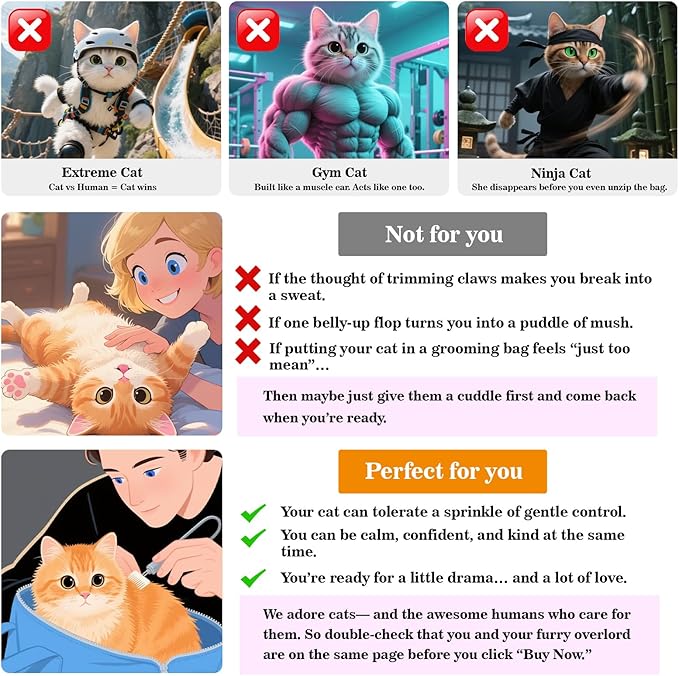 Cinf Cat Nail Clipping Cleaning Grooming Restraint Bag (Free Muzzle) Set No Scratching Biting for Bathing Nail Trimming Injecting Examining(Navy Blue,L)