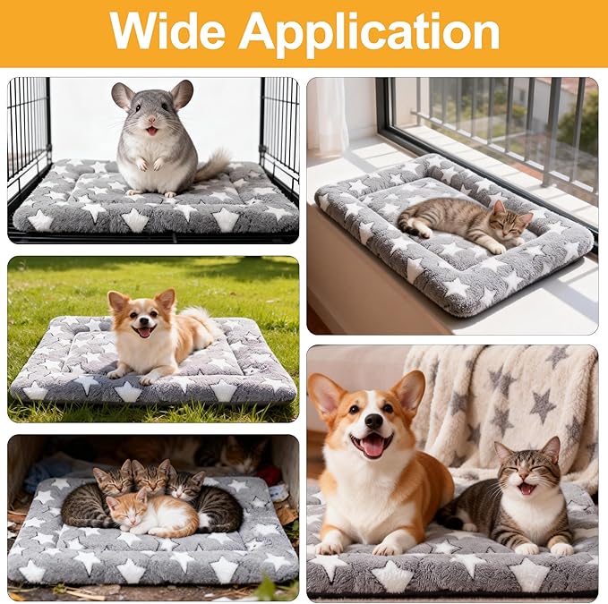 Dog Bed Mat, Reversible Crate Pads for Small/Medium/Large Dogs & Cats Sleeping, Portable & Soft, Dog Beds Crate Pad (Grey, S(24"*18"*1.5"))