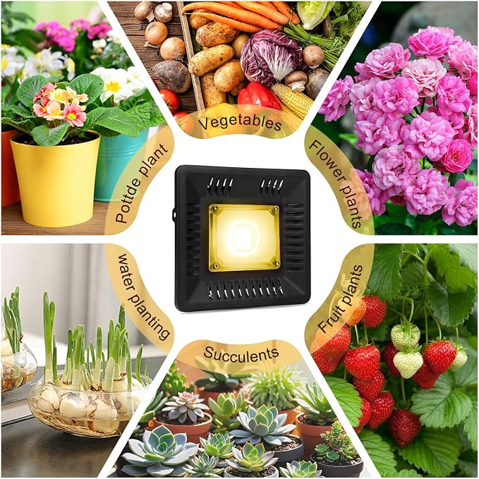 CANAGROW Waterproof Plant Light, Outdoor Grow Light, Sunlike Full Spectrum LED Grow Lamp, Refugium Light for Saltwater Aquarium, Without Noise, Heating Lamps for Plants Seeding Veg Blooming Fruiting
