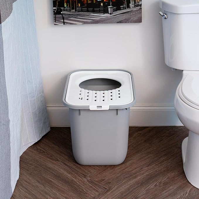IRIS USA Cat Litter Box Large Top Entry with Lid, Enclosed Litter Box with Litter Catching Lid & Scoop, Covered Cat Litter Box Enclosure for Privacy, High Sided, Gray/White