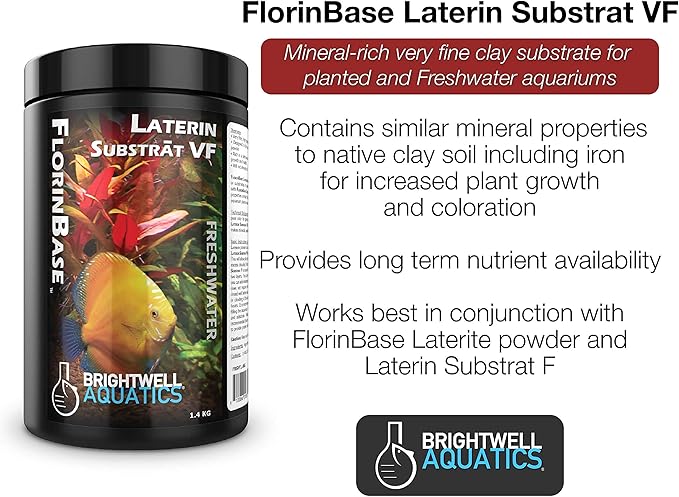 Brightwell Aquatics FlorinBase Laterin Substrat VF - Very Fine Granular High Porosity Clay Base Substrate for Planted and Freshwater Shrimp Aquaria, 25 lbs