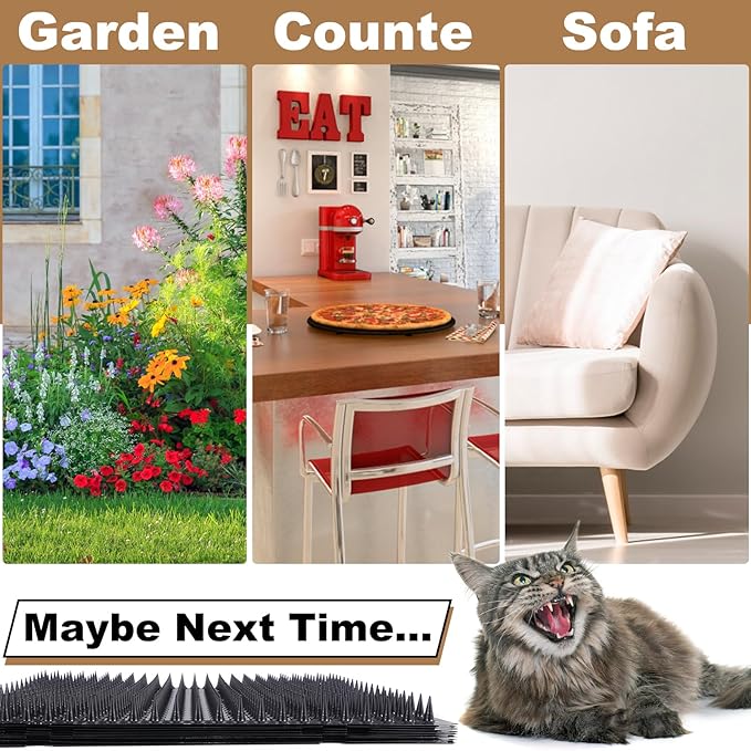 10 Packs Scat Mat for Cats, 13X16 inches Pet Deterrent Spikes, Indoor Outdoor Humane Cat Repellent Fence (Black)