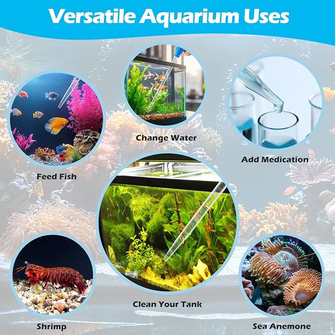 27.7in Extra Large Turkey Baster Long Pipette for Aquarium, Blue | 50ml Plastic Turkey Baster for Aquarium Vacuum, Siphon for Fish Tank Water Changer, Easy to Clean, Versatile