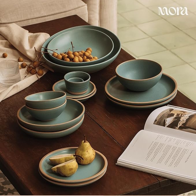 MORA Small Bowls Set of 4, 16oz Ceramic Pottery Dessert Bowls - Microwave, Oven and Dishwasher Safe - Iris