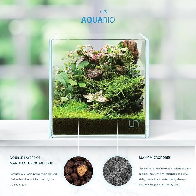 AQUARIO Neo Soil - Aquarium Soil for Freshwater Planted Tank, Volcanic Ash Substrate for Fish Tank w/Live Aquatic Plants, Slighty Acidic, PH Buffering Aquasoil for Planted Aquariums - Plants, 8L