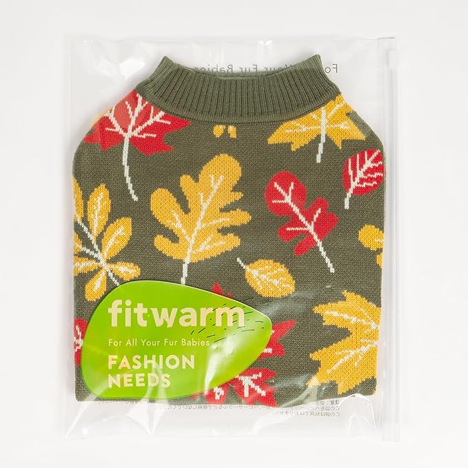 Fitwarm Maple Dog Sweater, Thermal Dog Winter Clothes for Small Dogs Boy Girl, Fall Pet Outfit, Red, Yellow, White, Olive Green, Small