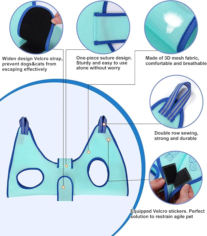 Kkiimatt Dog Grooming Hammock, XXS Dog Hanging Harness Holder for Nail Clipping,Nail Trimming Hammock, Grooming Sling Hanger Restraint Bag with Wide Strap Sewed
