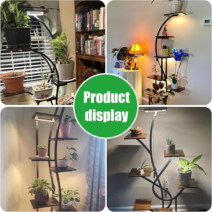 10.2'' 3 Head Grow Light Strips, LED Grow Lamps for Indoor Plants, Full Spectrum 3000K, Plant Light with 3/9/12H Timer, 10 Dimmable Levels for Seedling Succulent, Match for Plant Shelf