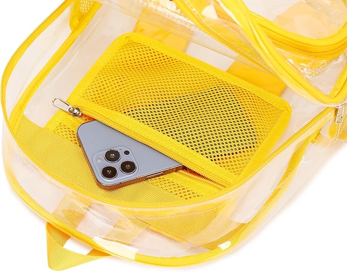 CAMTOP Clear Backpack Heavy Duty Transparent Bag See Through BookBag for Student School Work Festival Sport Travel (Yellow)