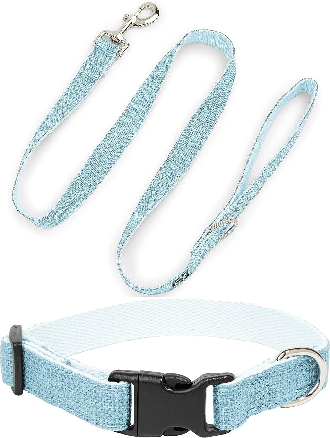 Hypoallergenic Dog Collar - Great for Sensitive Skin, Soft Collar for Dogs, Soft Organic & Earth Friendly (Medium, Light Blue Set)
