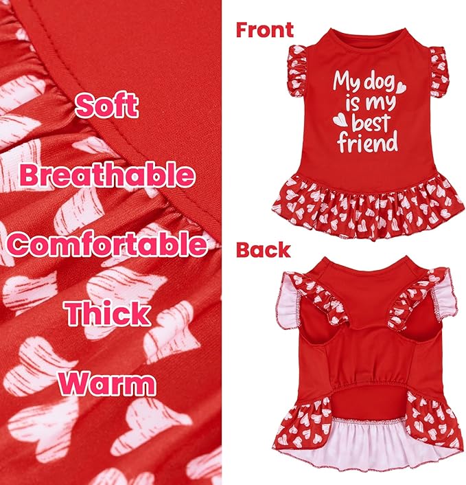 XPUDAC 4 Pack Cute Dog Dress for Small Dog, Floral Puppy Dress Sweet Girl Pet Skirt Outfits Colorful for Birthday Holiday Spring Summer Pet Clothes for Girls, XS