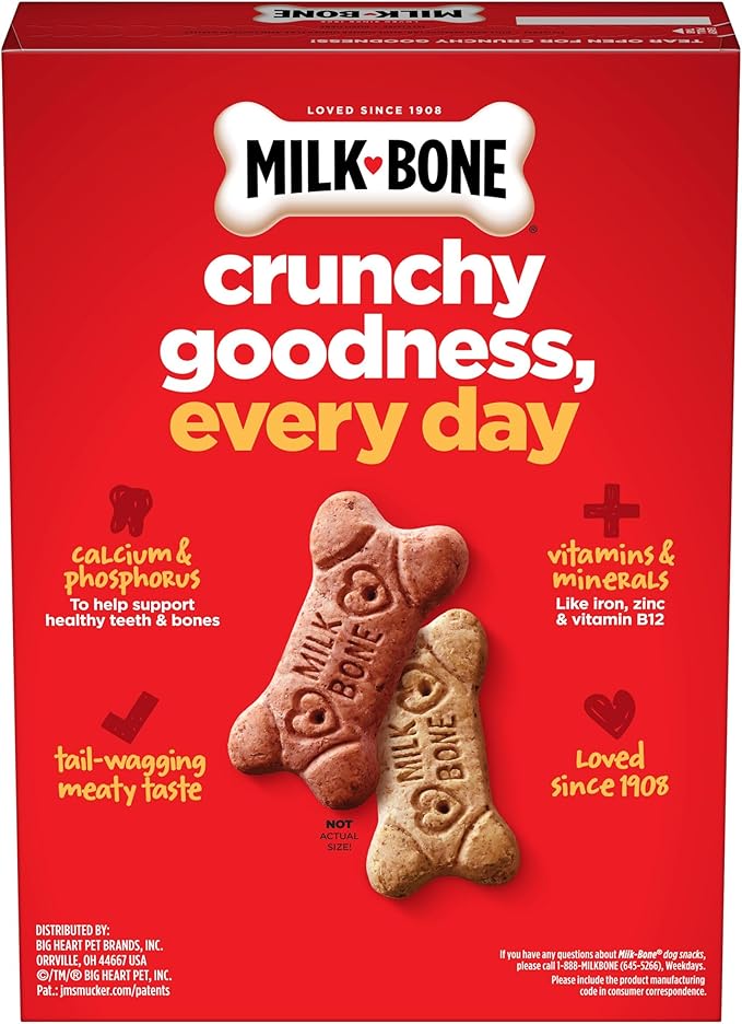 Milk-Bone Flavor Snacks Dog Treats, Small Biscuits, 24 Ounce Crunchy Texture Helps Reduce Tartar (Pack of 2)