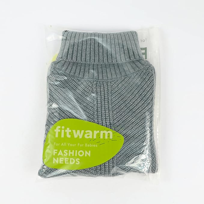 Fitwarm Dog Turtleneck Sweater, Thermal Knitted Pet Coat, Dog Winter Clothes for Small Dogs, Cat Apparel, Heather Grey, Medium