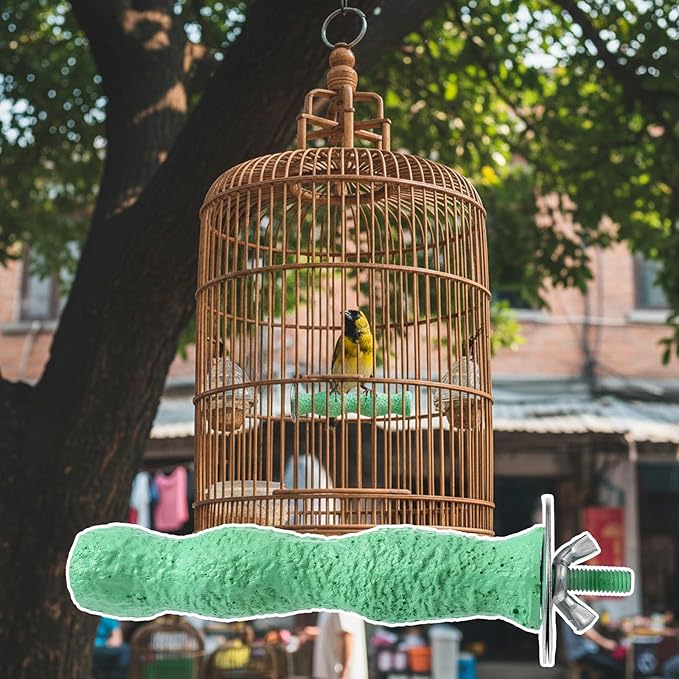 2 Pcs Bird Beak Grinding Stone, Bird Parrot Cage Perch Stand Platform Foot Claws Trimmer Chewing Natural Birds Perch Stand Platform Paw Grinding Sticks Cage Accessories for Parrot Budgie Cockatiel
