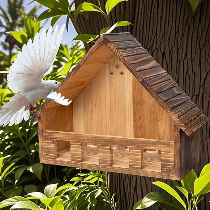 SWANGSA 2 Pack Carbonized Mourning Dove Nesting Box, Cedar Birdhouses for Outdoor Doves and Other Small Birds