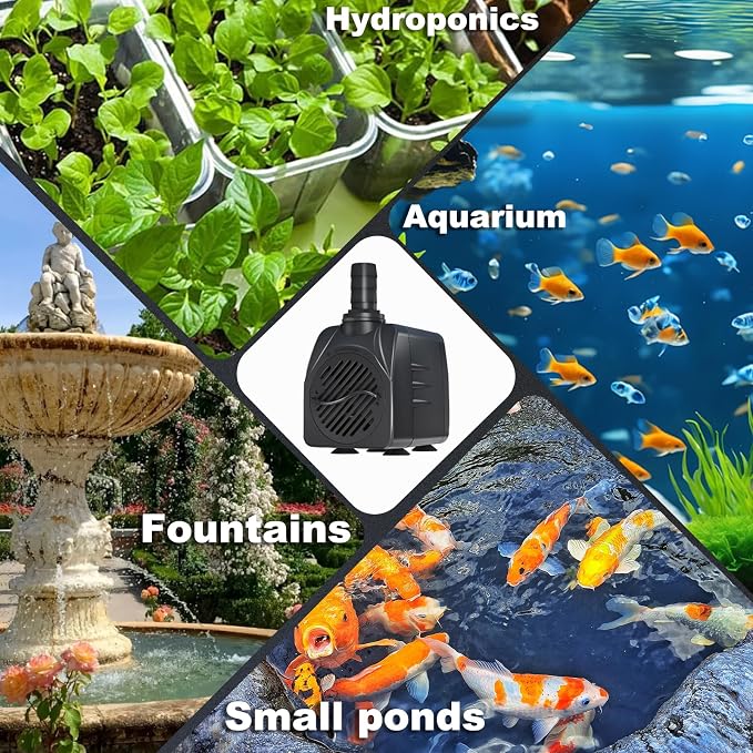 Knifel 400GPH 25W Submersible Water Pump, 10ft Power Cord & Wire hose | Ultra Quiet Pump for Aquarium, Fish Tank, Outdoor Pond, Garden, Aquarium, Fountain and Hydroponic Systems