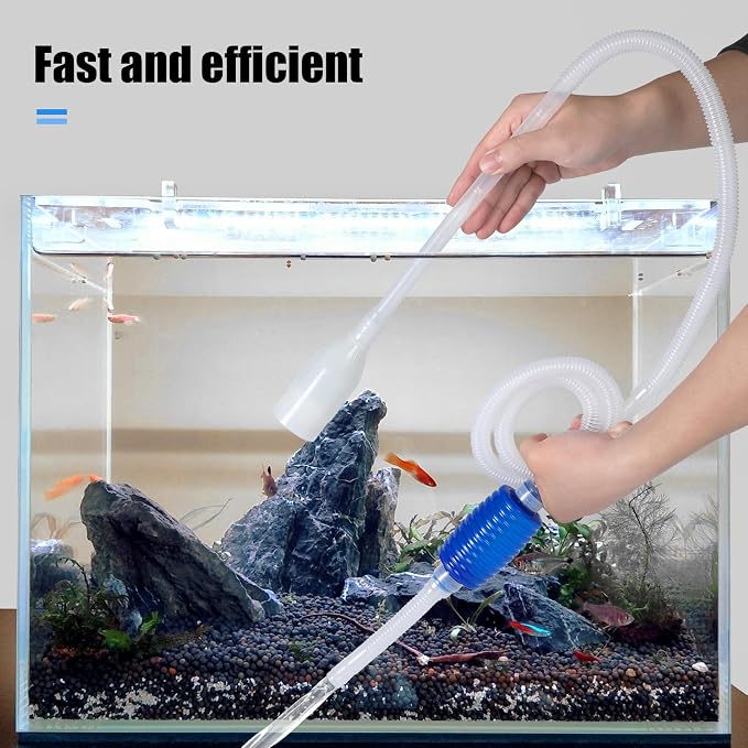 Aquarium Vacuum Siphon and Gravel Cleaner, Manual Hand Pump Water Changer with Tiny Tube for Small Nano Fish Tank, Betta Shrimp Maintenance(Large)