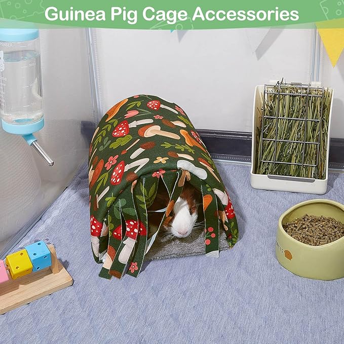 Washable Guinea Pig Tunnel with Curtains - Cozy Hamster Hideout Fit for Small Animals - Soft Accessories for Hamster/Chinchilla/Bunny