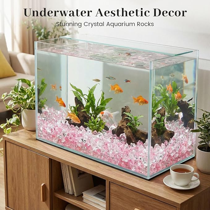 DomeStar Pink and Clear Fake Ice Rocks, 150 PCS Acrylic Crystal Vase Filler | Fake Diamonds for Table Centerpieces Birthday Party Decor, Fish Tanks Decor Table Scatter DIY Craft Supplies