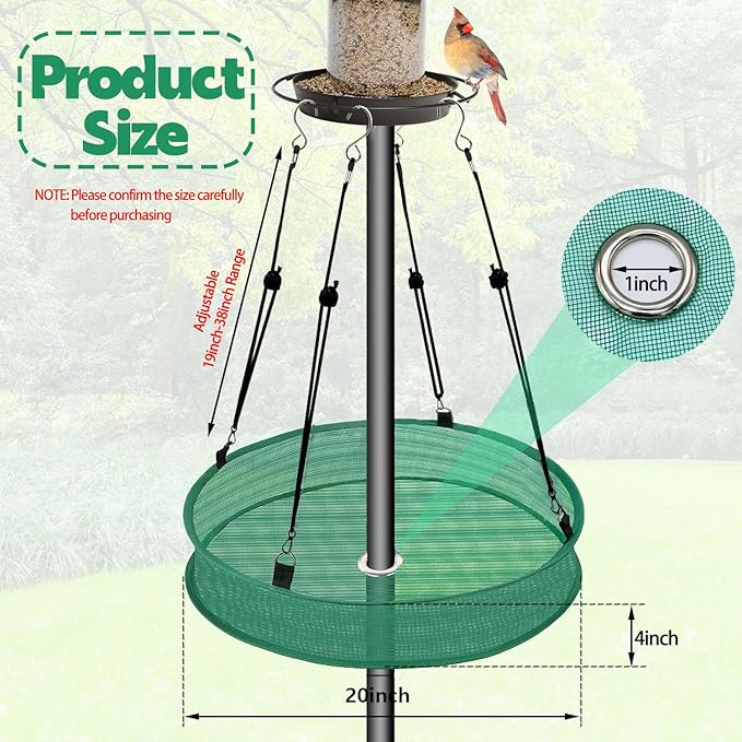 Bird Seed Catcher Tray for Hanging Bird Feeder Platform, 20 inches Birdseed Hoop for Hummingbird Feeders Bee Feeder Outdoor Garden Hanging Tray(1PC-)