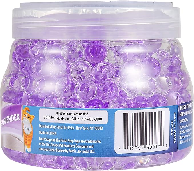 Fresh Step Litter Box Deodorizing Gel Beads in Soothing Lavender Scent - Pet Odor Neutralizing Beads for Pet Smells from Litter Box - 12 Ounce (Pack of 12)