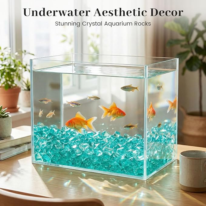 DOMESTAR Teal Fake Ice Rocks, 150 PCS Acrylic Crystal for Vase Fillers | Fake Diamonds for Table Centerpieces Birthday Party Decor, Fish Tanks Decor Table Scatter DIY Craft Supplies