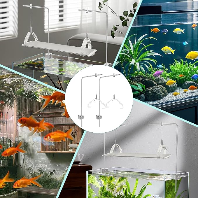 2Pcs Aquarium Light Rack, Adjustable Aquarium High Brightness Light Hanging Holder Kit for Freshwater & Saltwater Fish Tanks