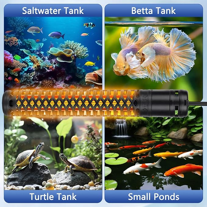 AQQA 800W Aquarium Heater, Fish Tank Heater with Digital Thermostat | Over-Temperature and Dry-Run Protection, for 90-150 Gallon Freshwater, Saltwater, Turtle Betta Fish Tank Aquarium