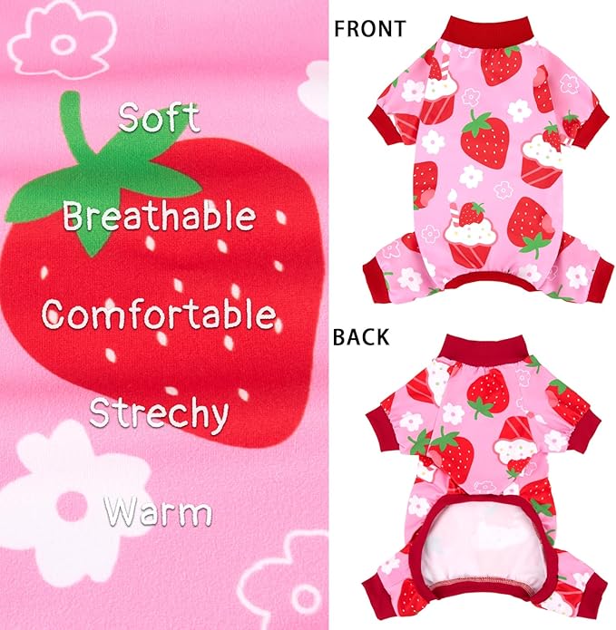 XPUDAC 4 Pieces Dog Pajamas Stretchy Dog Pjs Soft Cute Doggie Clothes for Small Medium Dogs Boy Girl Cats Pet Outfits, M