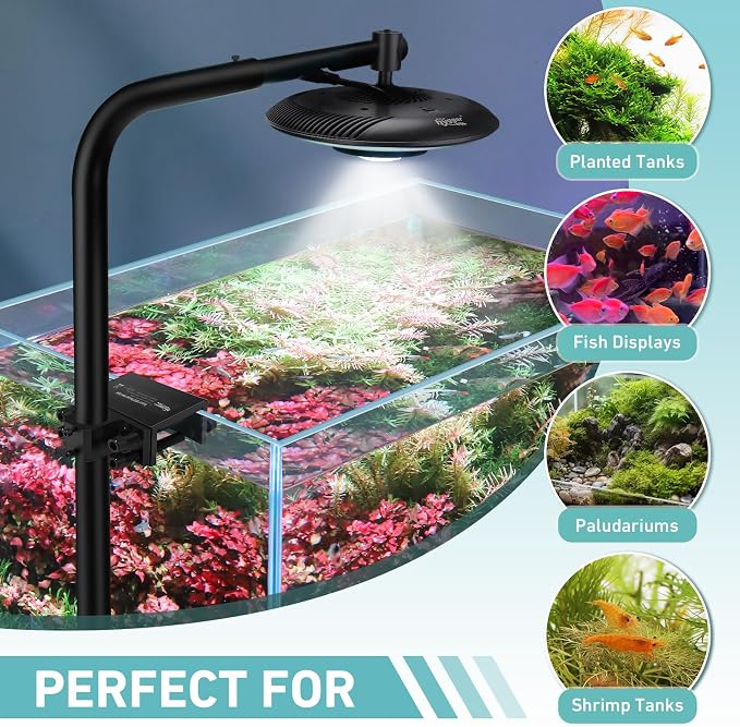 hygger 75W High PAR Aquarium LED Light, 5 Adjustable Brightness Full Spectrum Fish Tank Lamp & Stand Kit Ideal for Aquascaping Planted Tank Fish Display Shrimp Tank Paludarium