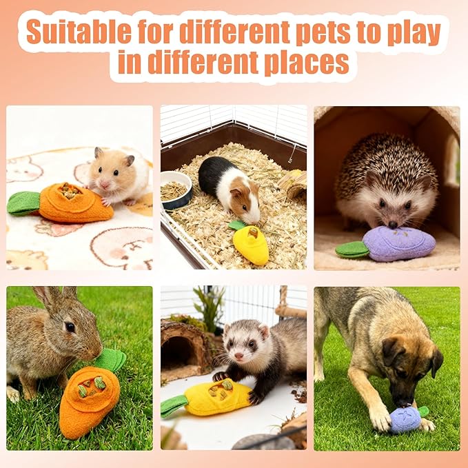 Hamiledyi Guinea Pig Toys Rabbit Foraging Enrichment Toy Slow Feeder Food Hide Puzzle Toys Boredom Relief and Foraging Fun (3 Pieces)