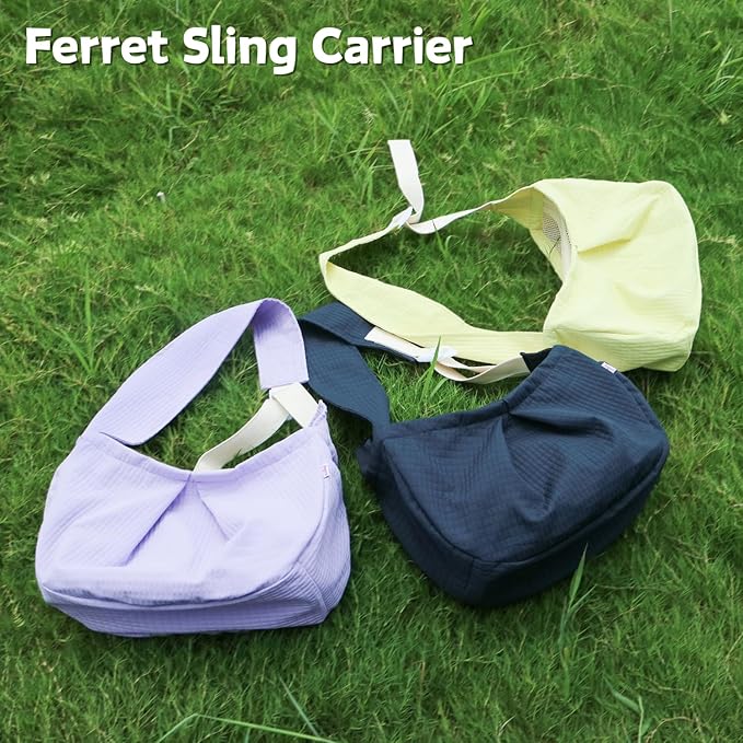 Ferret Sling Carrier - Pet Carrying Bag with Adjustable Strap Hands Free Shoulder Bag Crossbody Travel Slings Soft Small Animal Bonding Pouch Front Backpack for Ferret Rabbit Puppy Kitten (Dark Blue)